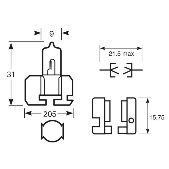 Lampadina alogena 12V 55W H2 