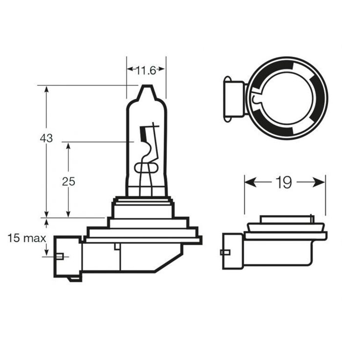 Lampadina alogena 12V 65W H9 