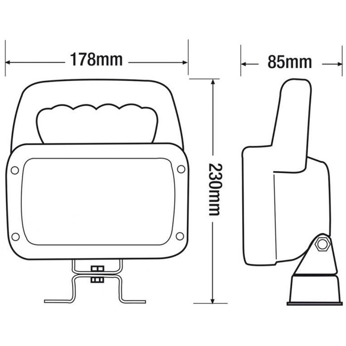 Faro da lavoro rettangolare a led 12-24V orientabile