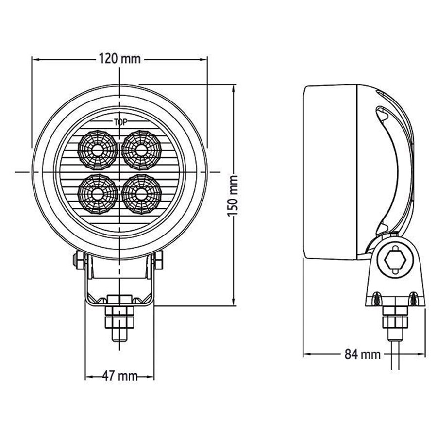 Faro da lavoro rotondo a led 12-48V