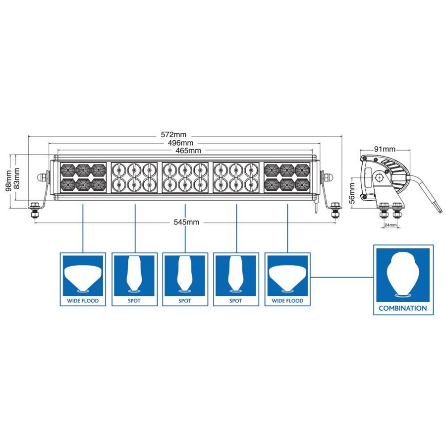 Barra di luce con 30 led 12-24V