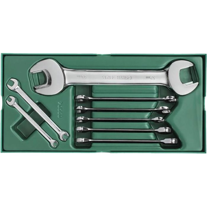 Set a vassoio chiavi metriche doppia forchetta e combinazione a cricchetto 10 pz