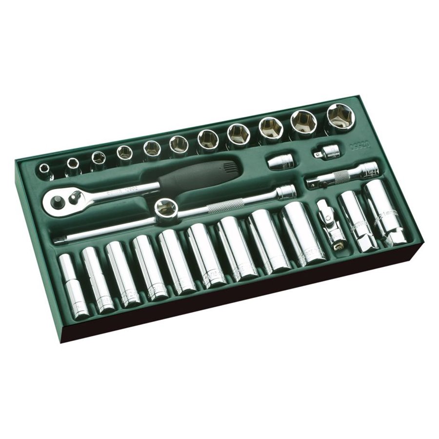 Set a vassoio bussole esagonali SAE 3/8" 29 pz