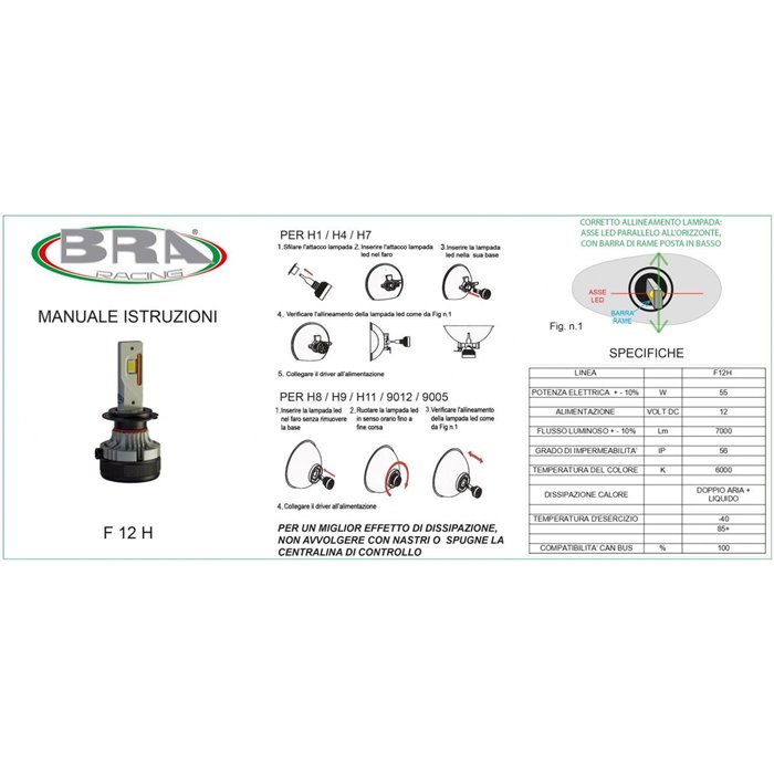 Lampadine led F12H H1 12V 55W